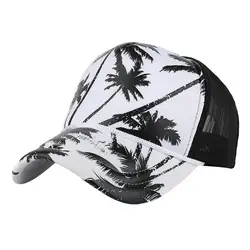 Женская Мужская бейсболка 2019 Новая модная бейсболка с принтом кокосовой пальмы Snapback Хип-Хоп плоская шляпа летняя дышащая сетчатая Кепка 5