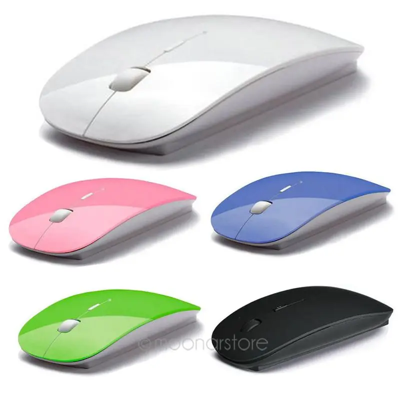Яркие цвета, беспроводная мышь, ультра тонкая USB оптическая беспроводная мышь, 2,4G приемник, тонкая мышь для компьютера, ПК, ноутбука, 6 цветов