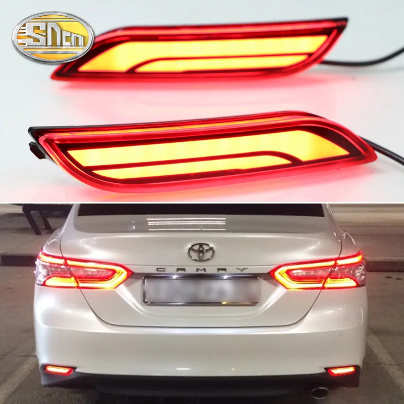 

SNCN 2PCS Multi-function LED Reflector Lamp Rear Fog Lamp Rear Bumper Light Brake Light For Toyota Camry 2018 2019