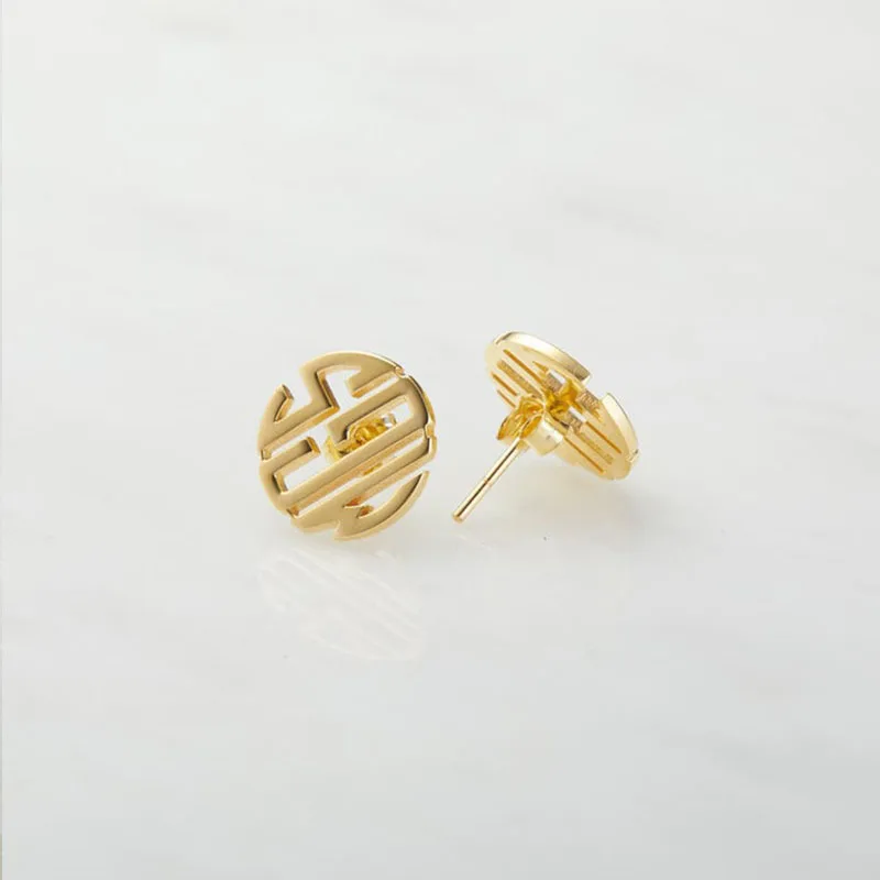 Пользовательские круглые монограмма, инициалы серьги-гвоздики золотые серьги-гвоздики персонализированные круглые буквы модные ювелирные изделия из нержавеющей стали BFF