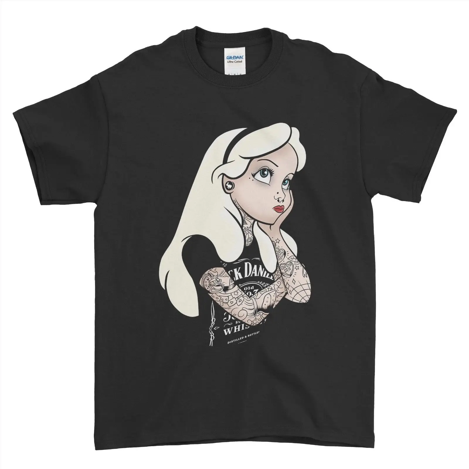 

Gothic Punk Tattooed Princess Alice In Wonderland Swag Men T Shirt Top Tee Cool Casual Pride T Shirt Men Unisex New Fashion