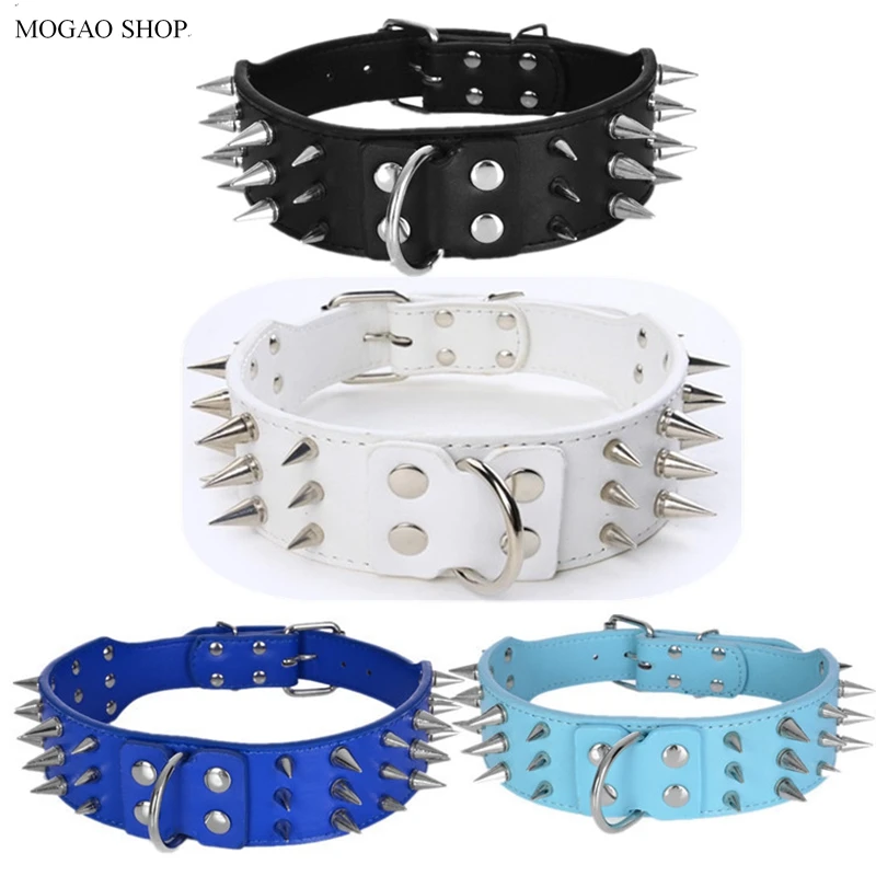 

2 Inch PitBull Labrador Medium Large Dogs Sharp Spikes Dog Collar German Shepherd Big Dog Collar Pu Leather Free Shipping