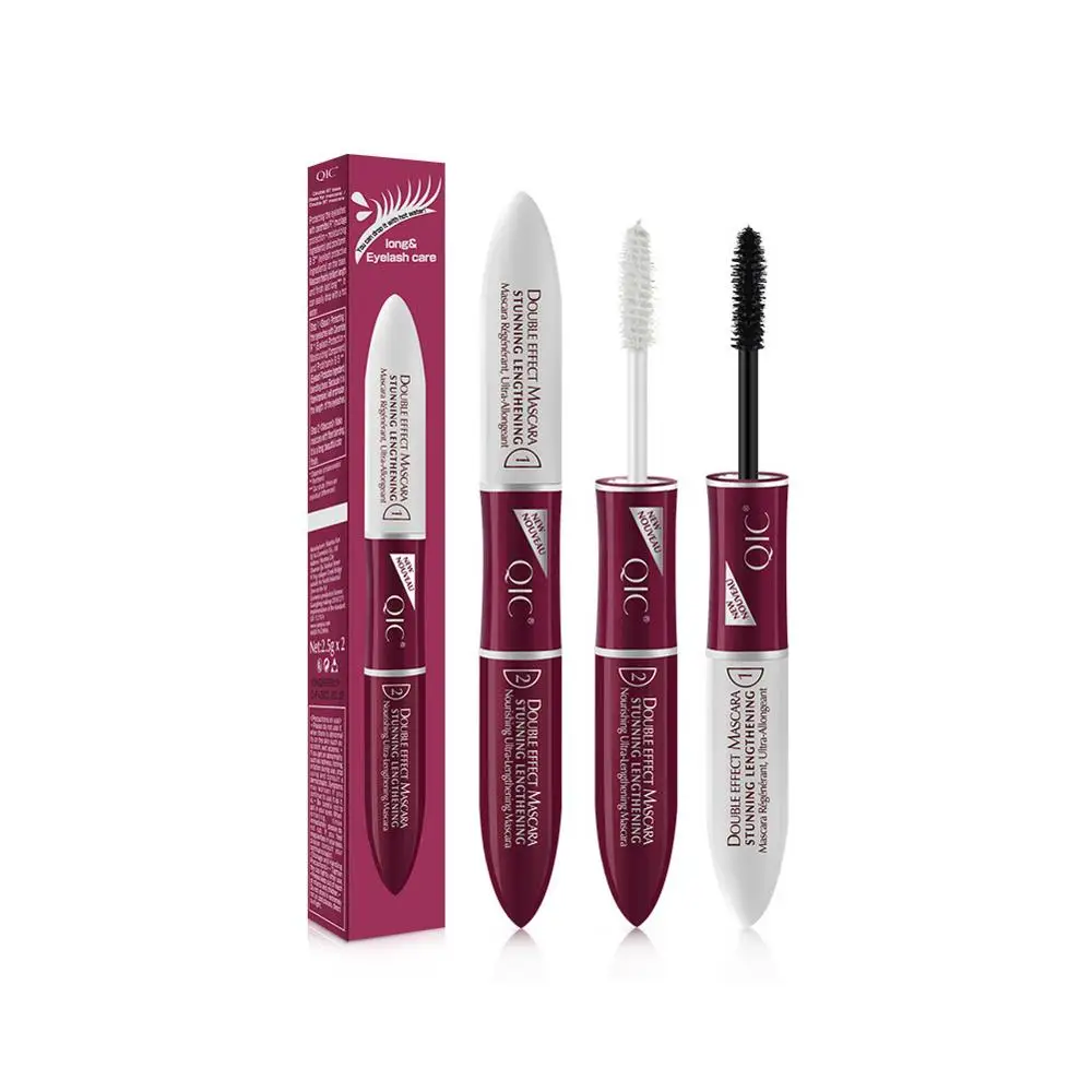

Double Head Lash Tint 4D Silk Fiber Makeup Mascara Eyelash Growth Liquid Long Thick Waterproof Blooming Korean Mascara QIC-Q808.