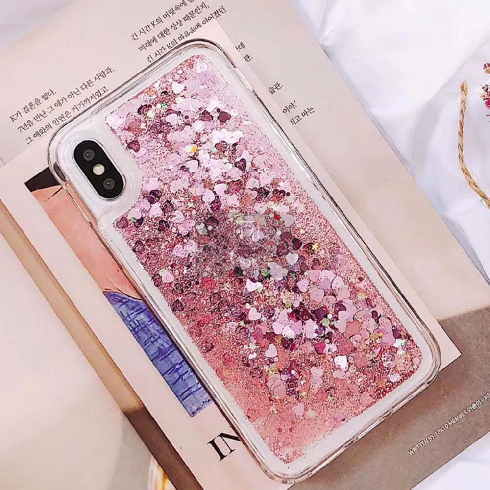 QINUO Love Heart блестящий чехол для телефона для iphone 11 Pro Max X XR XS MAX 6S 6 7 8 5 5S SE жидкий зыбучий песок чехол Блестящий блестящий чехол