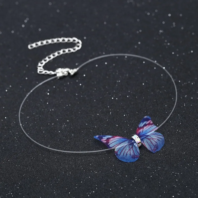 

Korean Creative Fishing Line Cloth Butterfly Choker Necklace for Women Girls Neck Chocker Clavicle Necklace Jewelry Gift XR1387