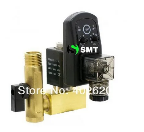 

2 Way 1/2'' Compressor Auto Condensate Drain Digital Timer Valve Solenoid Valves, DC24V AC110V or AC220V , 1.6Mpa