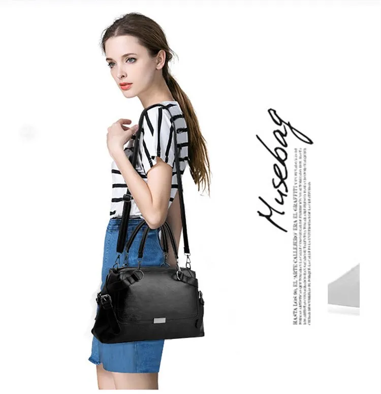 model leather handbag