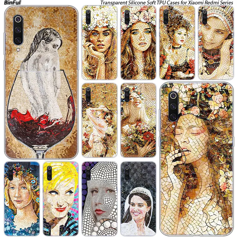 

Hot Abstract beauty art Silicone Case For Xiaomi Pocophone F1 9T 9 9SE 8 A2 Lite A1 A2 Mix3 Redmi K20 7A Note 4 4X 5 6 7 Pro S2