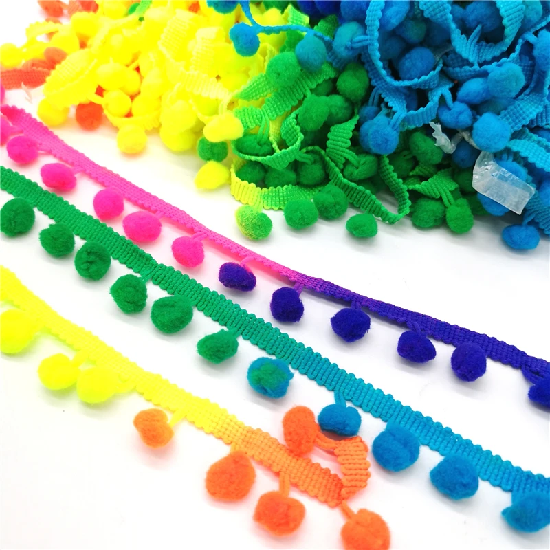 2 yards pom pom lace trim ball ribbon mini pearl pompom fringe ribbon sewing lace knitted fabric handmade DIY craft accessories lace ribbon lace sewing supplies lace sewing accessories lace accessories lace garment accessories pom pom trim