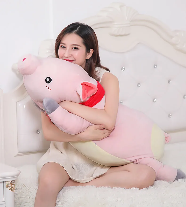 kawaii pink pig plush sleep long strips accompany pillow giant stuffed cartoon piggy doll toys for girl gift decoration 43inch 110cm DY50496  (6)