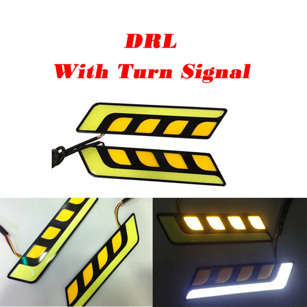 

kongyide car light 2pcs LED COB Fog Lamp Car Daytime Running DRL Waterproof with Turn Signal car Headlight exterior Waterproof
