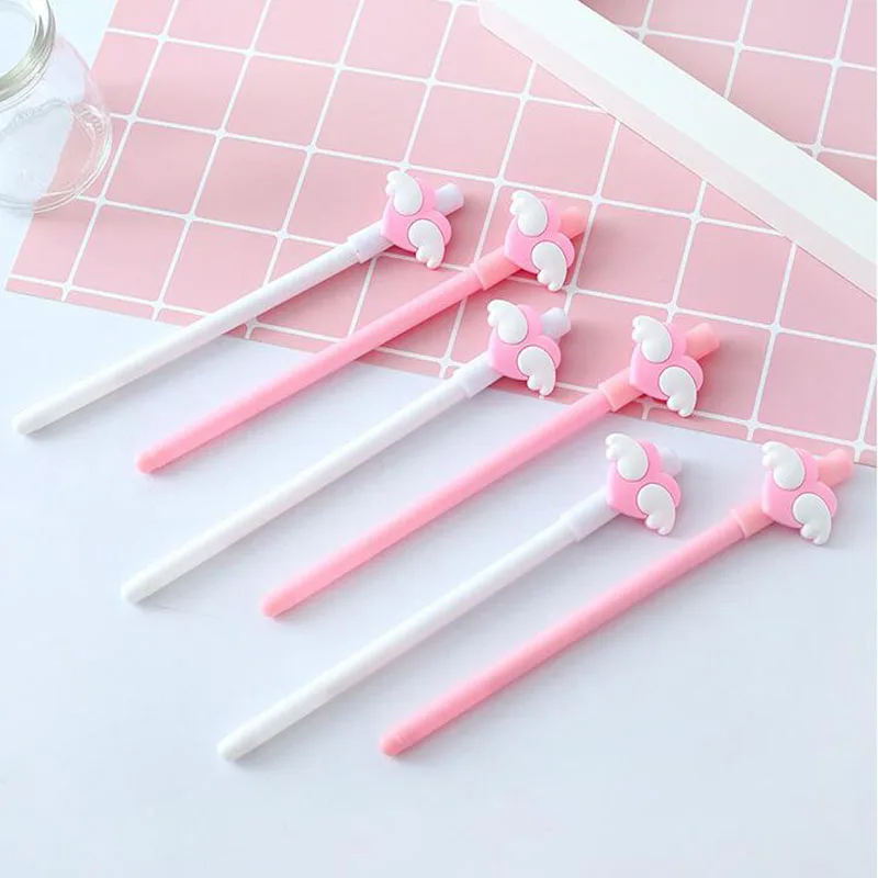 

2pc Cute Wings Love Gel Pen 0.5mm Black Refill Children Students Learning Gifts Stationery Cartoon Student Writing Tools