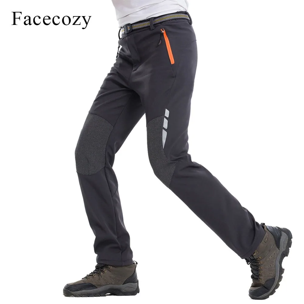 Facecozy Мужские Зимние флисовые водонепроницаемые походные брюки для альпинизма