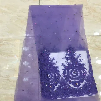 

Latest Style African Lace Fabric 2019 High Quality Lace Fashion French Lace Fabric Tulle Nigerian Beads Lace Fabric xc65-1522