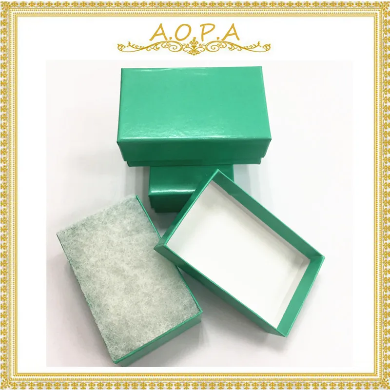 

#21 Teal Glossy Cotton Filled 100pcs Paper Box Cardboard Fancy Gift Box Jewelry Packaging For Earrings & Barcelet Box