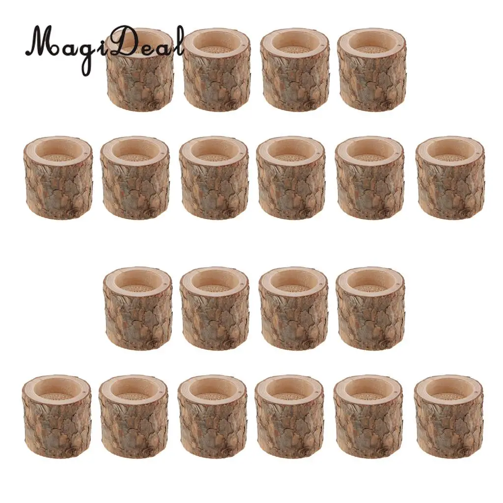 20pcs Natural Tree Branch Stump Wooden Candle Holder Tea Light Holder For Candlelight Dinner Decora 5x5x5cm