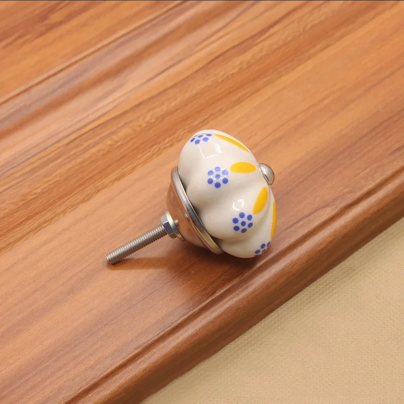 KAK 40 мм Ручная роспись керамические ручки для ящиков Сельский шкаф ручки шкаф Средиземноморский стиль оборудование для обработки мебели - Цвет: 1198