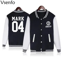 Vsenfo Kpop GOT7 Hoodie Men Women Casual Baseball Jacket Got 7 Name Album Letter Print Sweatshirt For Boys Girls Autummn Winter