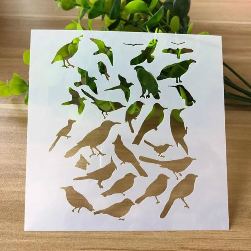 

PET Plastic Children Stencils Flock Of Birds Hollow Drawing Template Painting Graffiti Painting Ruler Hand Book Graffiti Ruler