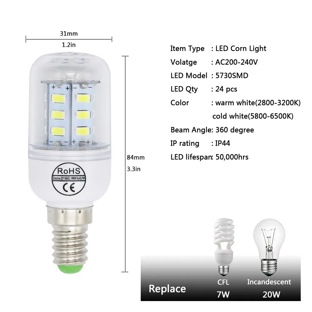 Светодиодный Светодиодная лампа-кукуруза E27 E14 Свеча светильник Bombillas 220V SMD 5730 домашняя декорационная лампа для Люстра-прожектор 12 24 36 48 56 69 светодиодный s