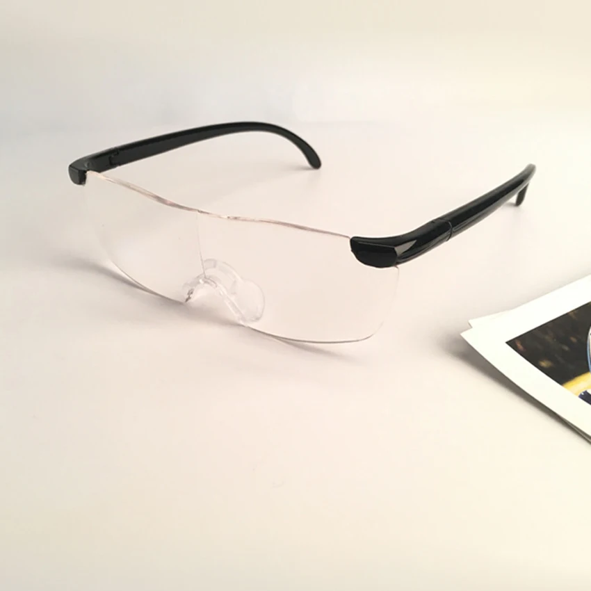 1.6X+ 250 градусов полный объектив лупа защитные очки, очки увеличительные очки для пожилых людей чтения черная оправа/прозрачные линзы