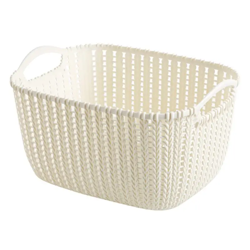 

Free Shipping Woven Pattern Storage Drawer PP Hollow Storage Basket Kitchen Storage Box Bathroom Organizer 1 Piece 2 Sizes Beige