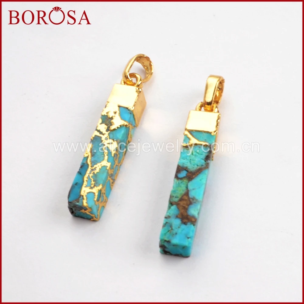 BOROSA 5/10 шт Золотой Цвет Медь натуральная бирюза кулон натуральный голубой камень