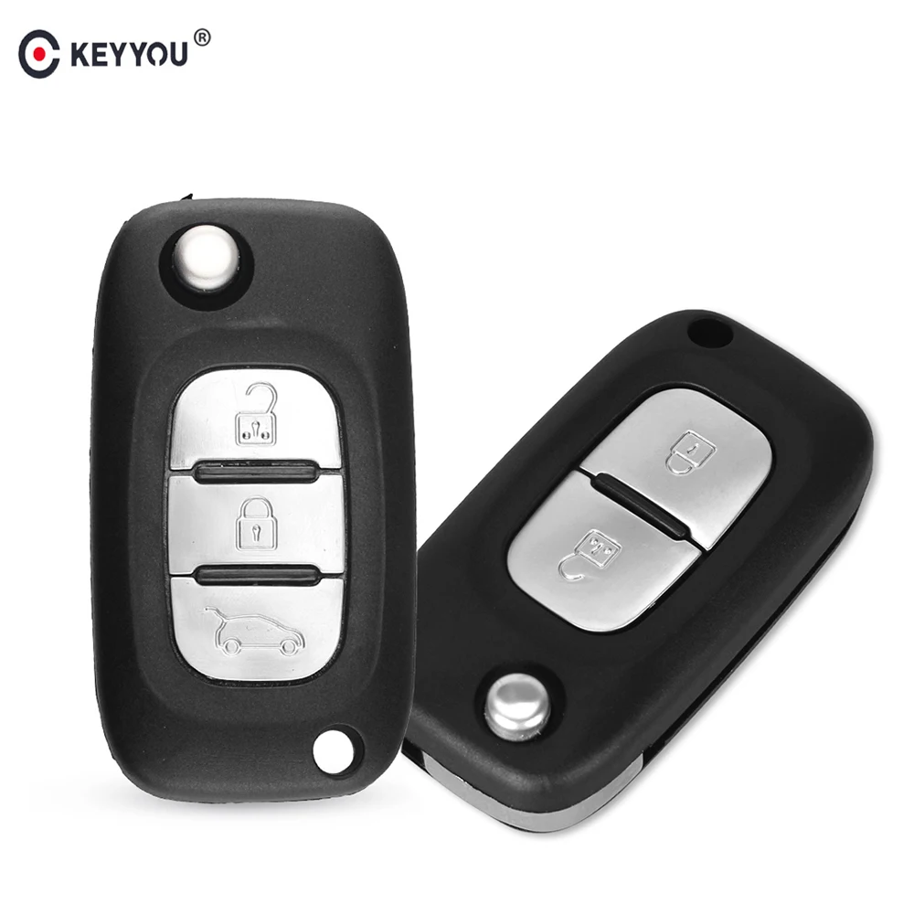 

KEYYOU 2/3 Buttons Remote Flip Folding Key Shell For Renault Clio Kangoo Modus Megane Auto Blank Car Key Case Cover Uncut Blade