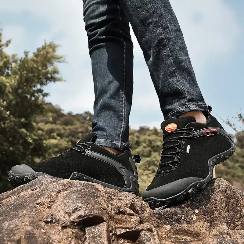 black hiking style boots