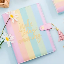 Купить онлайн Lovedoki 2018 korean Candy color rainbow spiral notebook a5a6a7 Planner Organizer agenda cute diary stationary gift Supplies