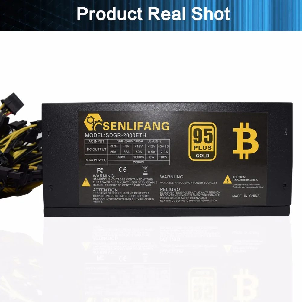 Asic bitcoin золотой источник питания 2000 Вт Плюс ETH блок питания ATX горная машина поддерживает 8 GPU карт Поддержка