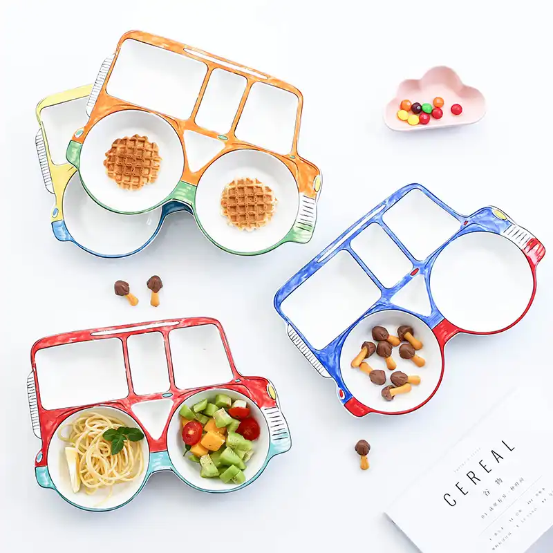 Kreatif Gambar Kartun Makanan Truk Keramik Piring Piring Anak Porselen Peralatan Makan Makanan Wadah Makan Malam Set Aliexpress