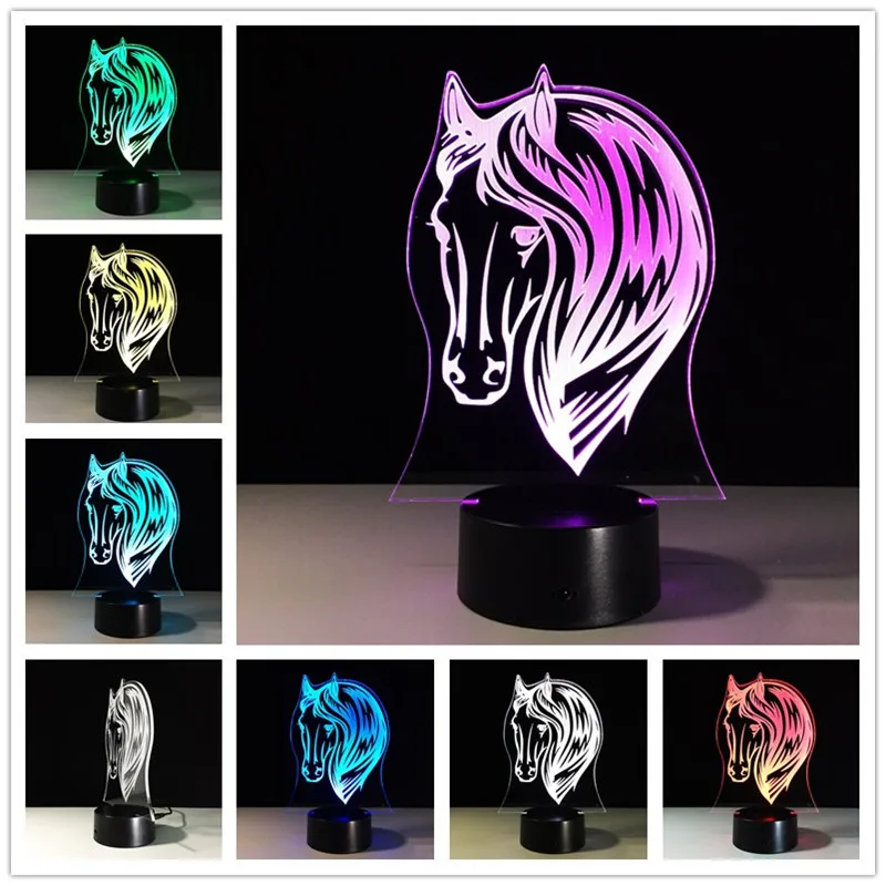 Usb Led 3D ночной Светильник с питанием от аккумулятора ed Horse, внешний аккумулятор, светодиодный Usb 3d светодиодный Ночной светильник, внешний аккумулятор, лампы