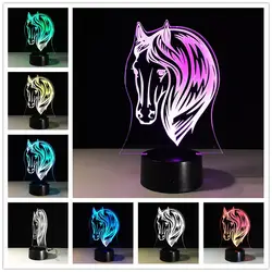 USB LED 3D ночник на батарейках Лошадь лампы Power Bank LED USB 3D свет в ночь PowerBank лампы