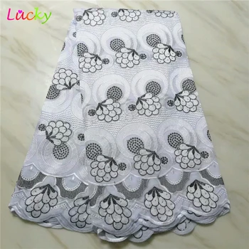 

New white Swiss voile Lace fabric 100%Cotton african voile lace embroidered swiss lace fabrics for garment material 5 Yards
