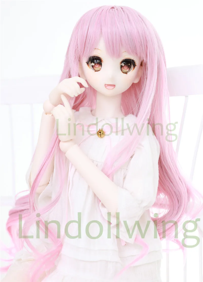 Парик для кукол 1/4 BJD Dal DD SD LUT Dollfie 7 8 дюймов Длинный розовый парик 1001|Куклы| |