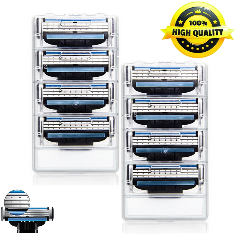 

8pcs/lot High quality Razor Blades for Men 3 layers Shaving Razor Blade Compatible Safety Razors For Gillettee Mache 3 Machine