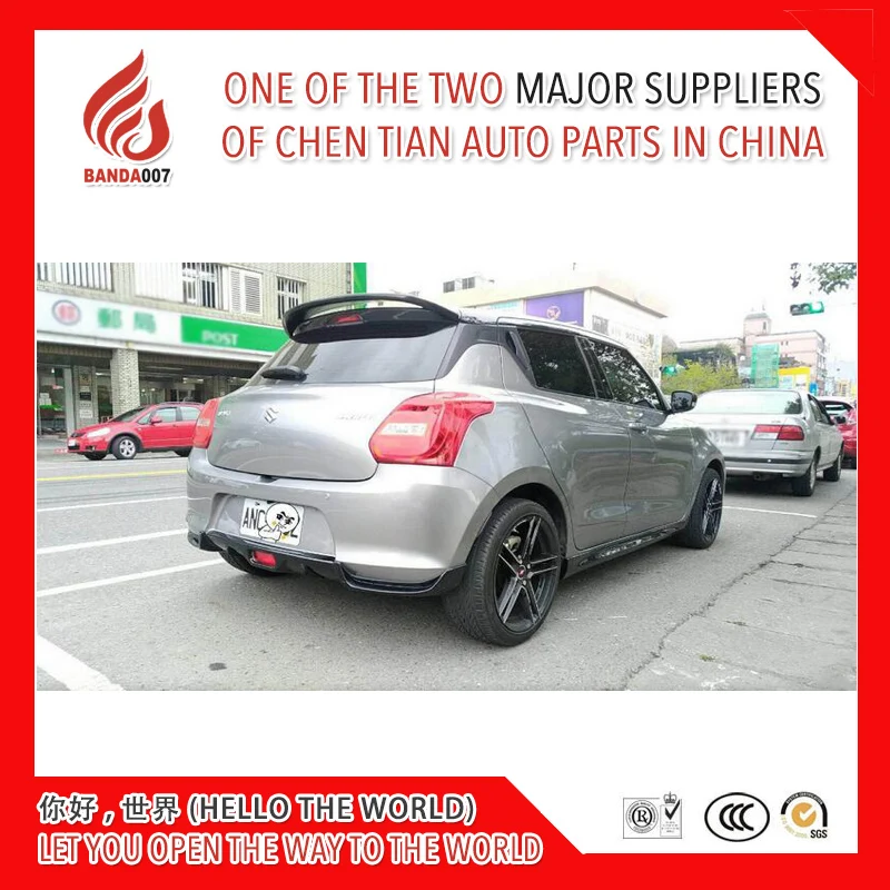 

ABS black white primer unpainted color car rear roof spoiler for Swift 2018
