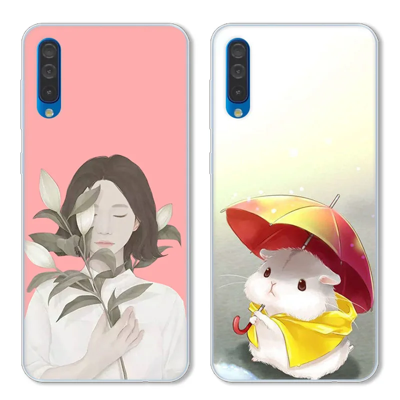 For Coque Samsung A50 Case Silicone Soft TPU Cover For Samsung Galaxy A50 Cases Funda A 50 A505 Case Rose Flower Cute Capas