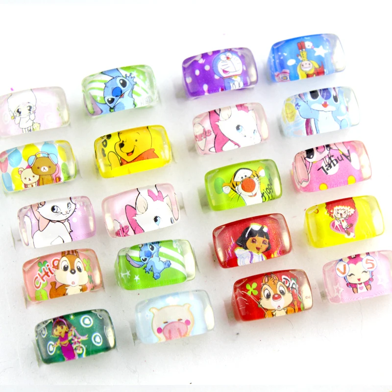 

Wholesale Lots 50pcs Black Resin Lucite Cartoon Pattern Kid Children Rings Jewelry Cheap Rings Jewelry Free