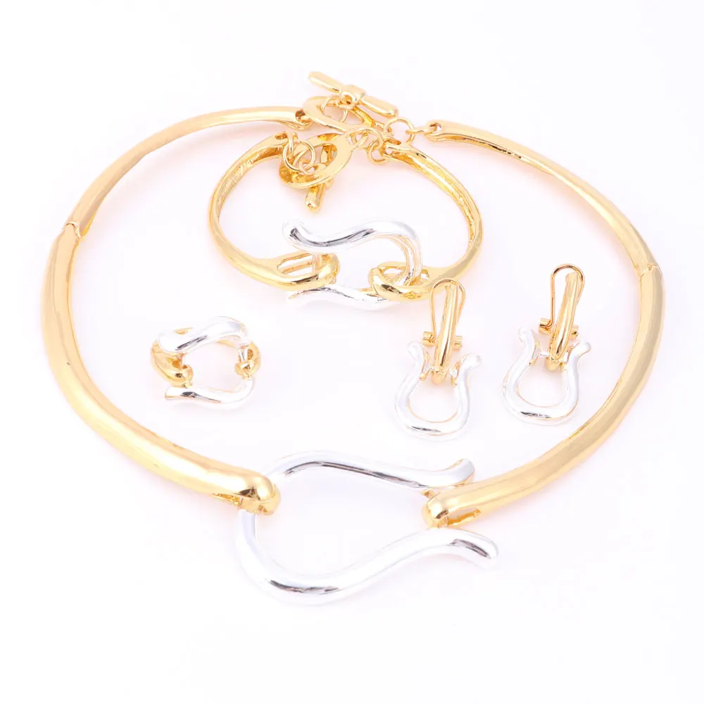 Women African Jewelry Sets Gold Color 3 Colors Fashion Bridal Wedding