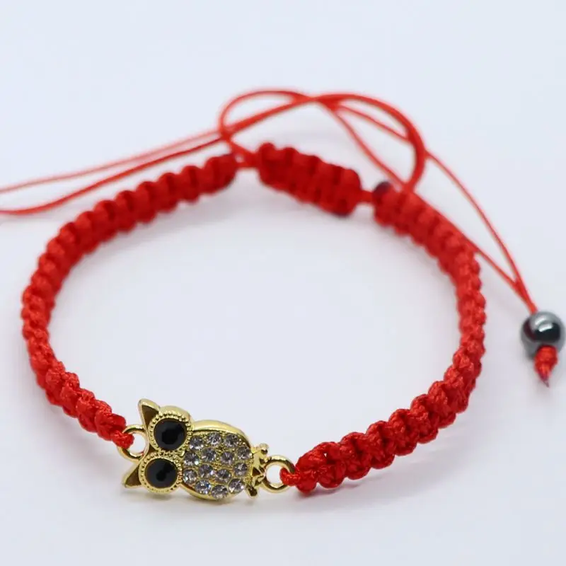 

Fashion Owl Beaded Bracelets Bangles Red String Weaved Rope Bracelet Women Men Wristband Friendship Jewelry Gifts