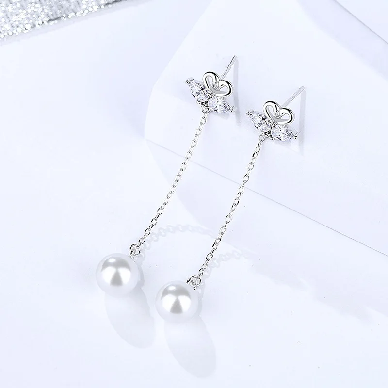 

Genuine 925 sterling silver drop earrings pearl ball pendant dangle earrings for women long flower earrings for women wholesale!