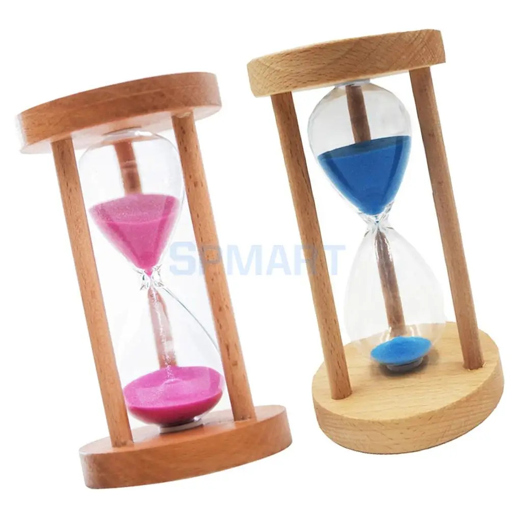 2pcs 15 Mins Wooden Framed Sand Glass Clock Hourglass Sandglass Timer Art Craft Home Office Decor Kids Gift