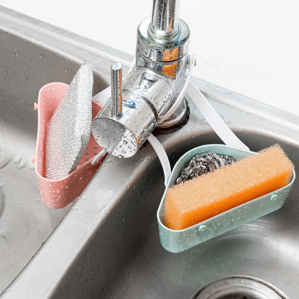 

Kitchen cleaning Sponge supplies Useful Sink Shelf Soap Sponge Drain Rack Bathroom Holder Kitchen Storage Tool#P9