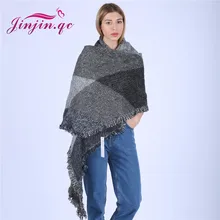 Jinjin.QC 2019 Scarves for Women Shawls Winter Warm Scarf Luxury Brand Soft Fashion Wraps Wool Cashmere Islamic Patchwork Hijab