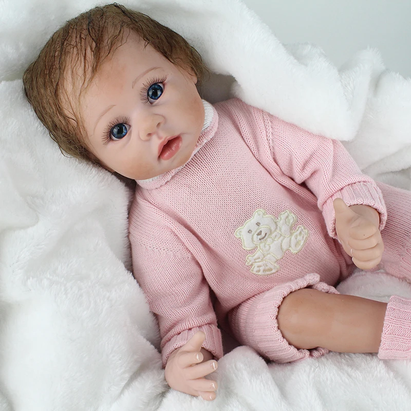 

NPK DOLL Reborn Baby Cute Girl Soft Vinyl 22 inch Brown Mohair Christmas Gift For Kids Playmates Collection Toys Boneca 55cm