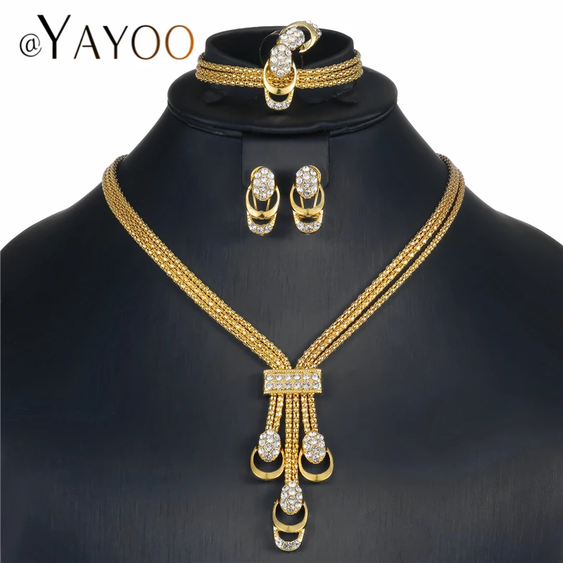

AYAYOO Women Earring And Necklace Sets Fashion Jewelry Wedding Bridal Jewelry Sets Crystal Fashion Costume Jewelry