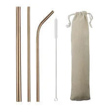 Canudos reutilizáveis de silicone 5 pçs/set, canudos reutilizáveis de aço inoxidável, para smoothies e bebidas, com bolsa de escova