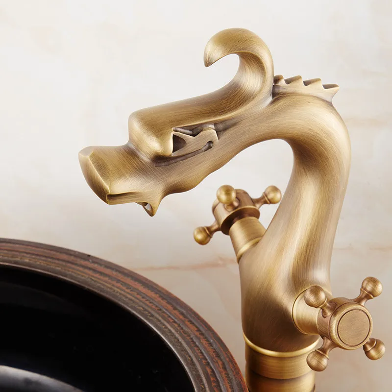 European Style antique Basin Faucet bathroom sink Faucets Rotate All Copper Tap With Drill Full Copper Washbasin Tap-